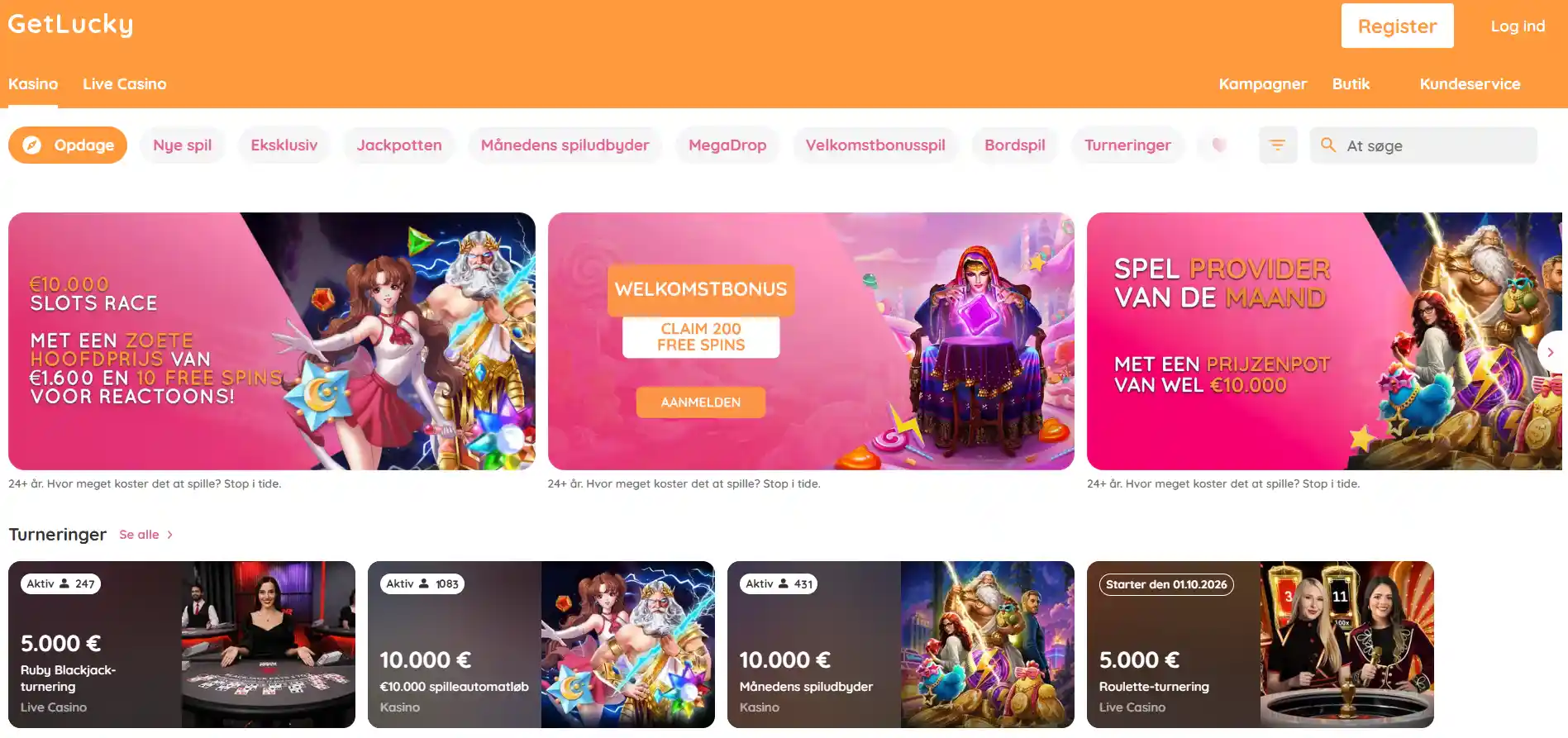 GetLuckys danske startside